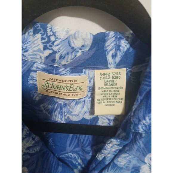 St Johns Bay Womens Hawaiian camp shirt sz L tropical floral luau vtg rayon - Picture 4 of 8
